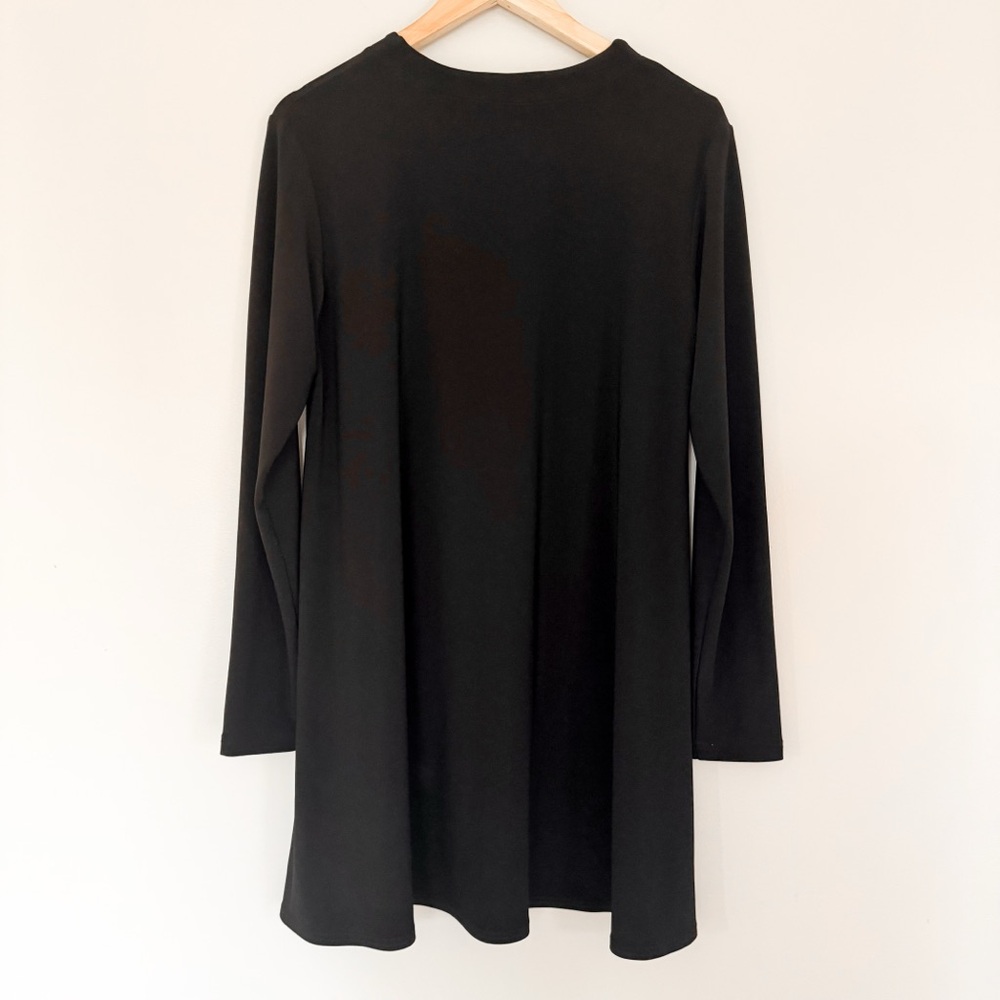 Sympli Black Duo Diva Tunic Top Buttons V Neck Blouse Flowy Comfortable Size 12 - Picture 6 of 10
